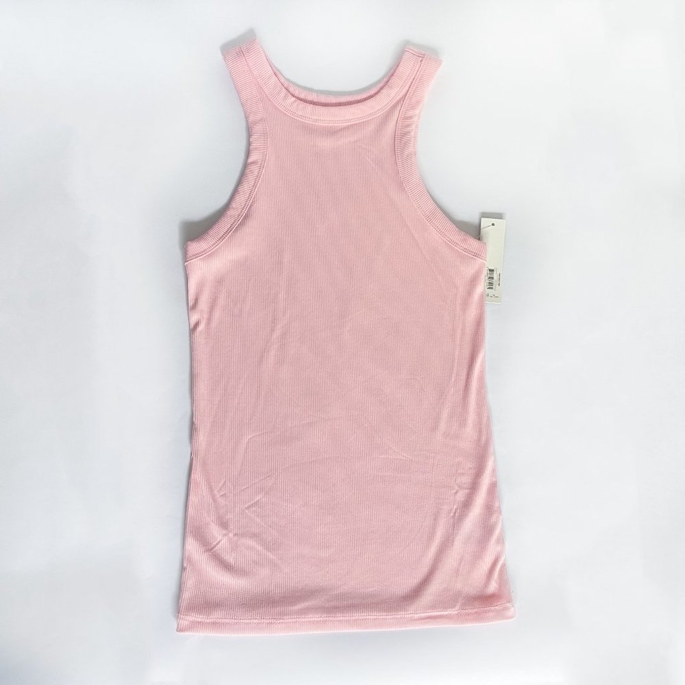 Ribbed High Neck Tank Top, Pink, Juniors, Lightweight